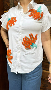 Hand work Flower Shirt